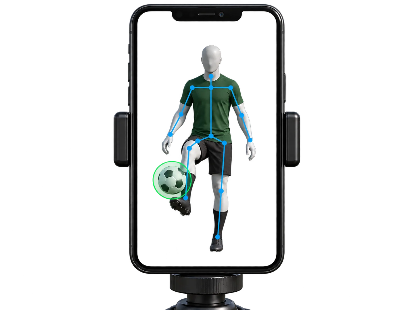 Soccer mannequin demonstrating the camera counter setup